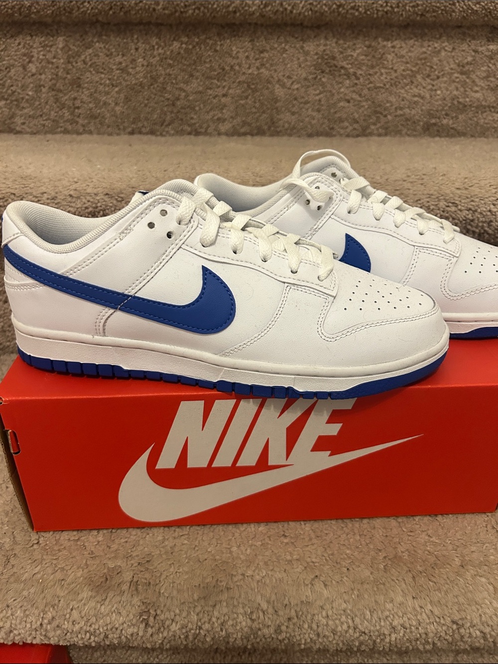 Nike Men’s White Sneakers with Blue Swoosh
